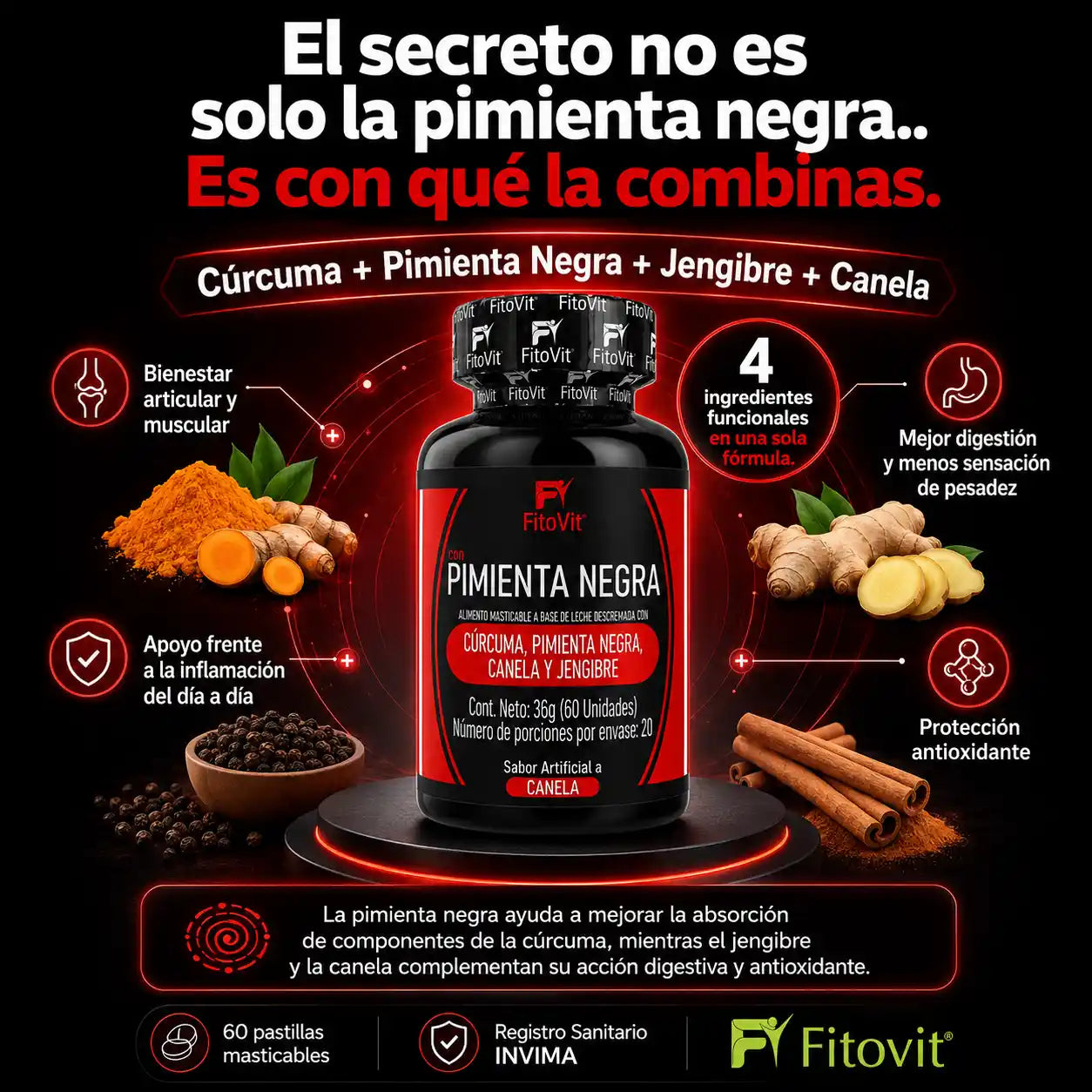 🌿 Pimienta Negra - 60 pastillas🌶️