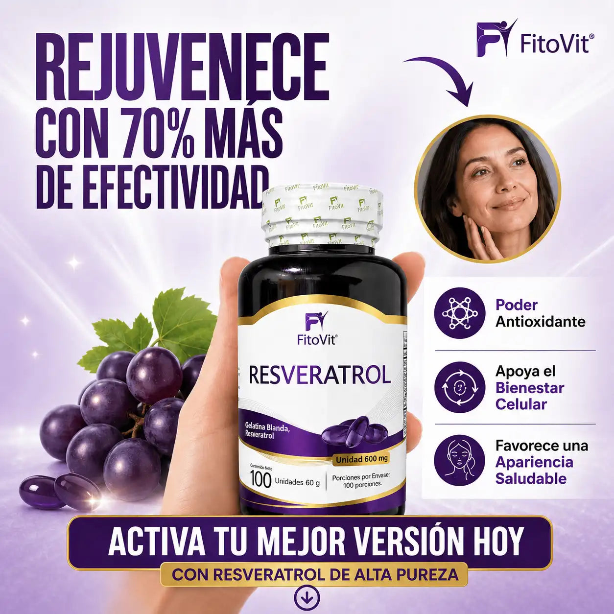 🍇RESVERATROL FITOVIT X100 (SOFTGEL) CÁPSULAS BLANDAS✨