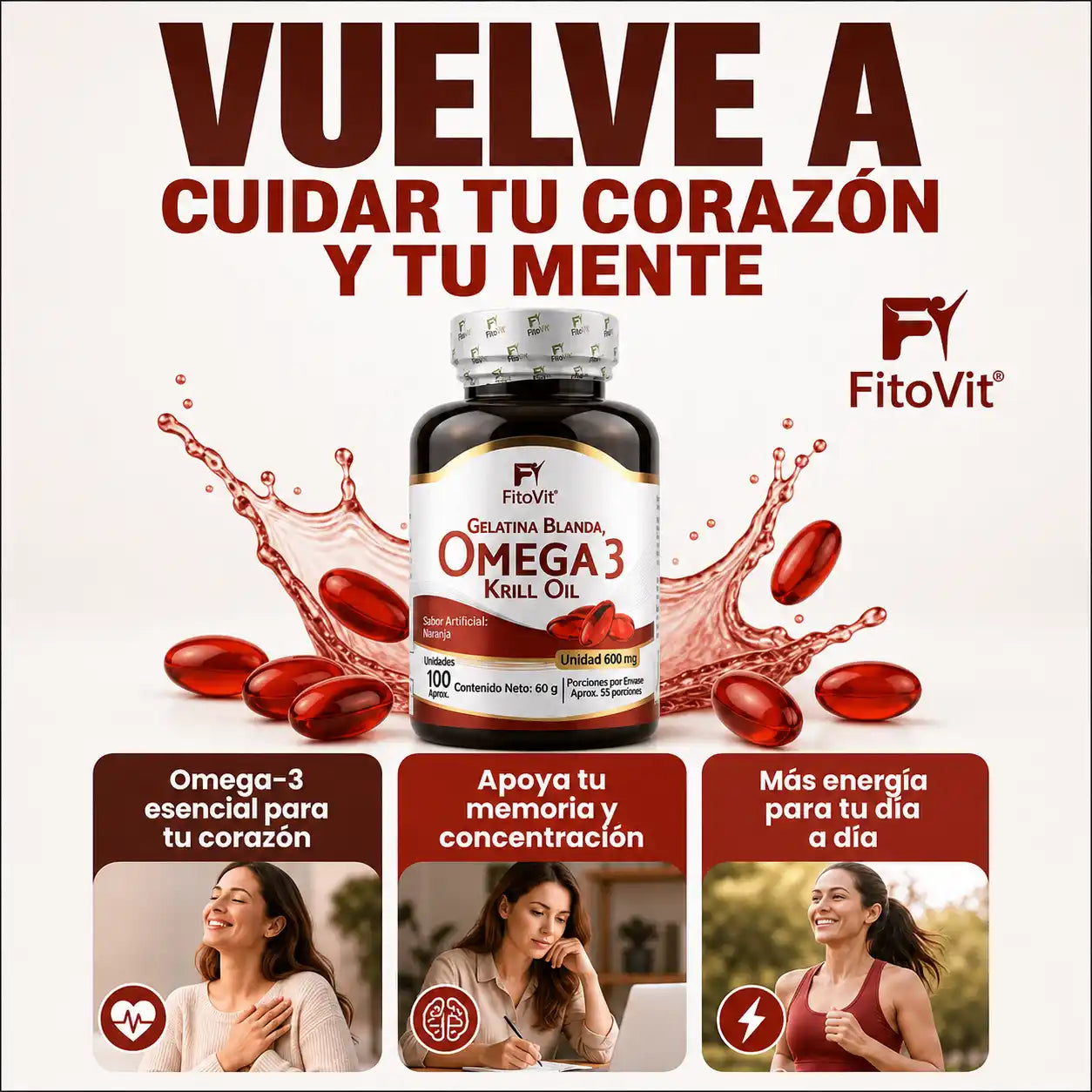 🐟OMEGA 3 FITOVIT X100UND (SOFTGEL) GELATINA BLANDA❤️