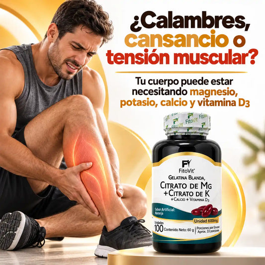 💪 Citrato de Mg + Citrato de K - 100 gelatinas blandas 🦴