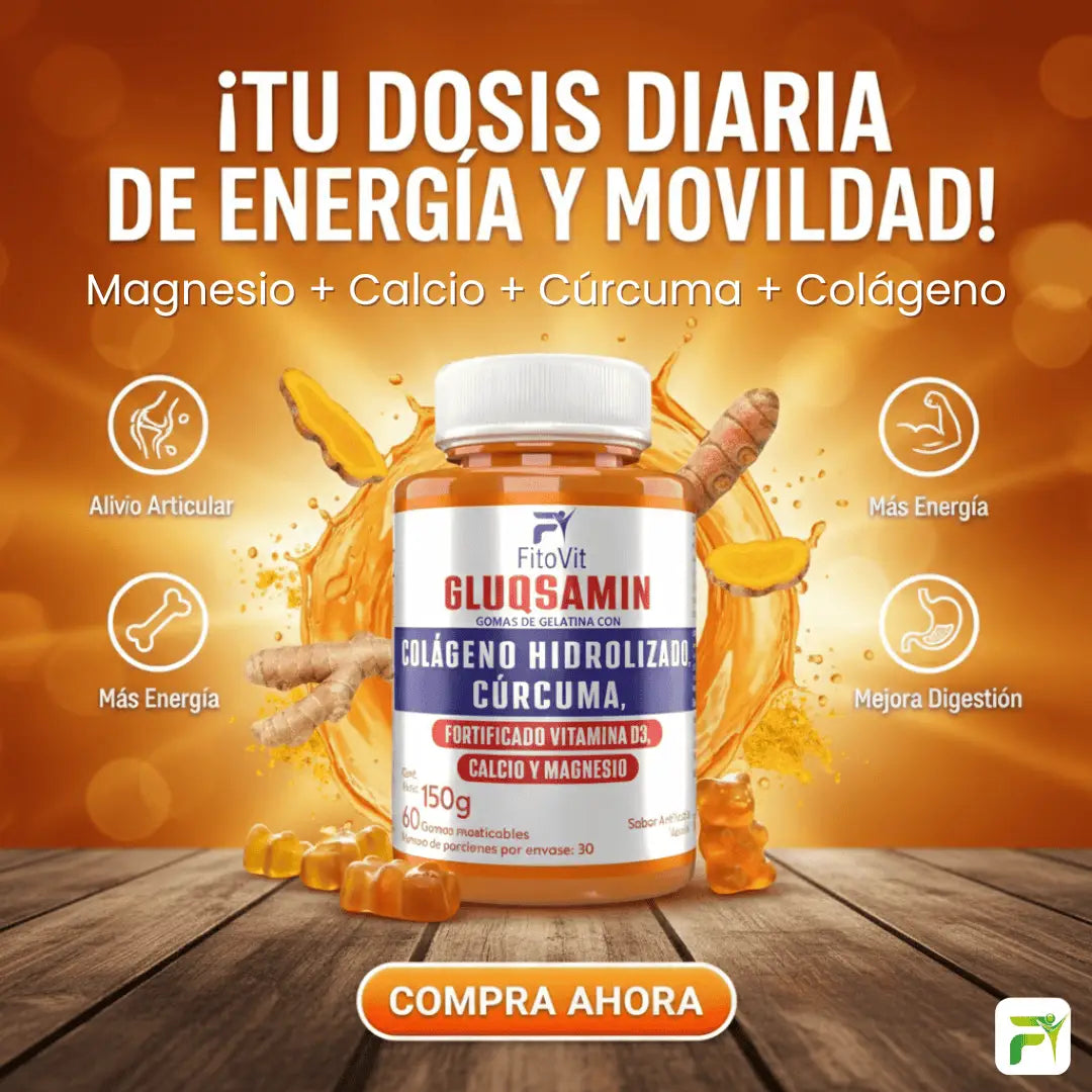 🏃‍♂️GLUQSAMIN + Colágeno Hidrolizado + Cúrcuma Fitovit x60 gomitas🦴
