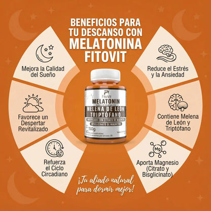 🧠MELATONINA + MELENA DE LEON + TRIPTOFANO GOMITAS FITOVIT X60😴