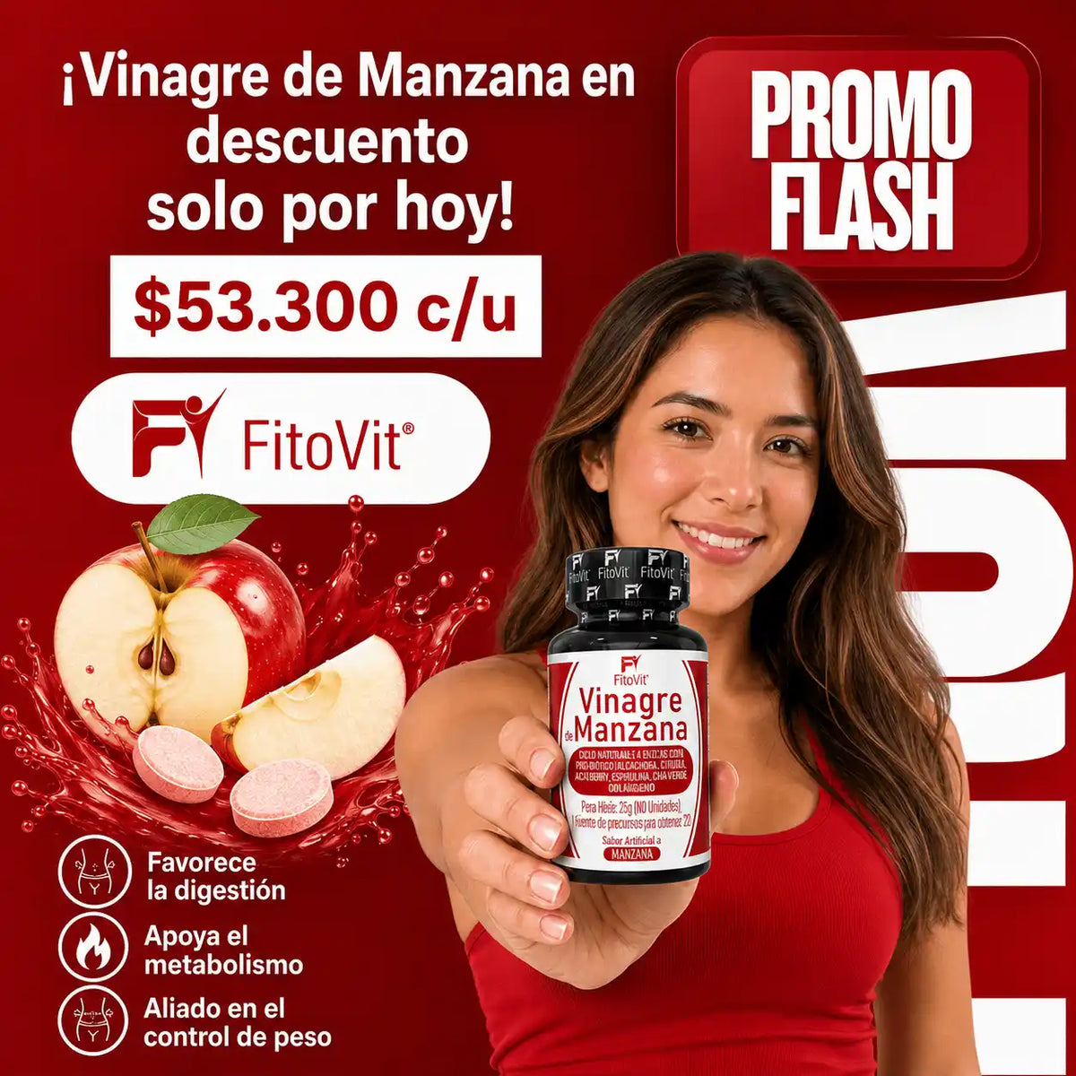 🍎Vinagre de Manzana - 60 Discos🌿