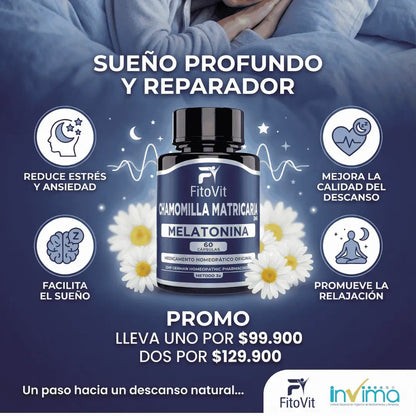 🌙 MELATONINA + CHAMOMILLA MATRICARIA FITOVIT x60 CAP 😴