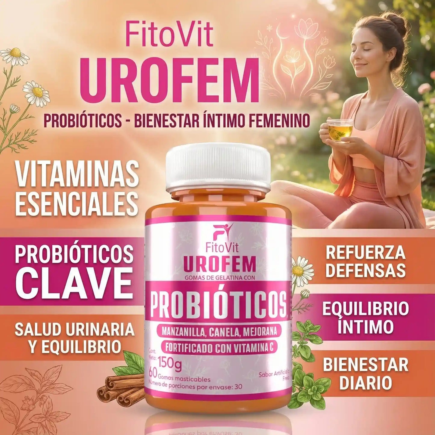 🌸 UROFEM Probióticos Fitovit x60 gomas 🌸