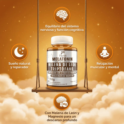 🧠MELATONINA + MELENA DE LEON + TRIPTOFANO GOMITAS FITOVIT X60😴