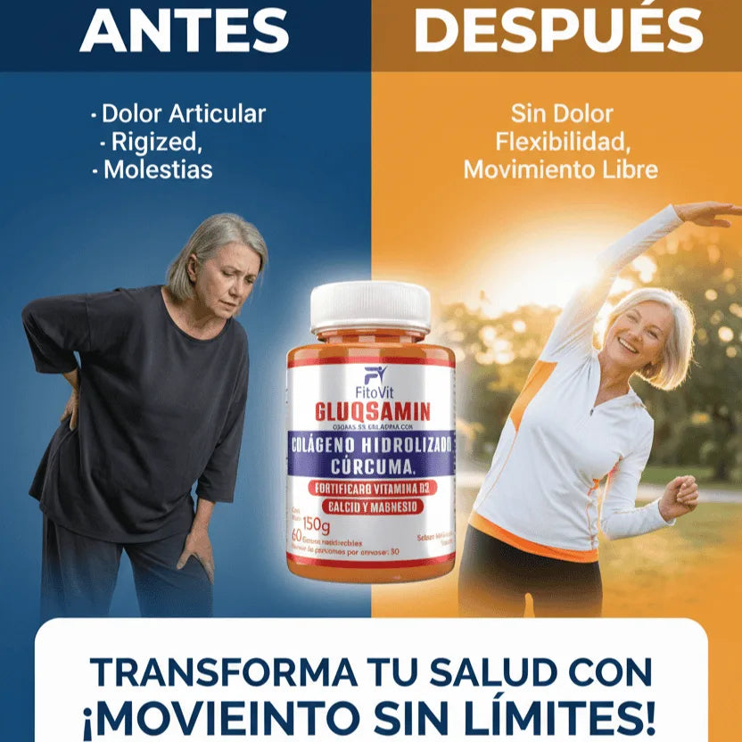 🏃‍♂️GLUQSAMIN + Colágeno Hidrolizado + Cúrcuma Fitovit x60 gomitas🦴