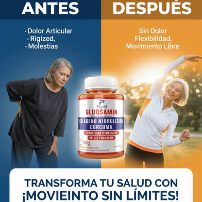 🏃‍♂️GLUQSAMIN + Colágeno Hidrolizado + Cúrcuma Fitovit x60 gomitas🦴