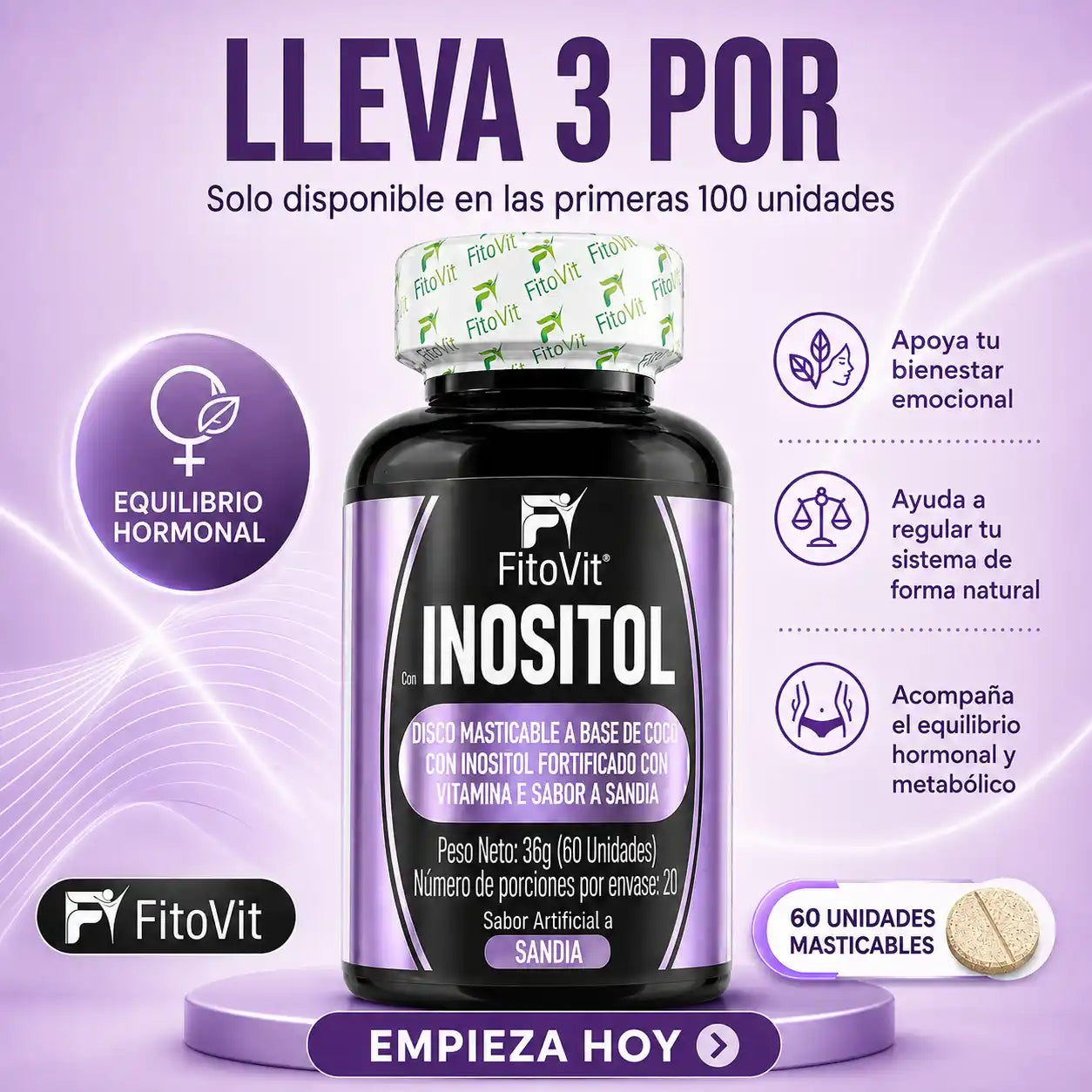 🍉Inositol - 60 discos🧠