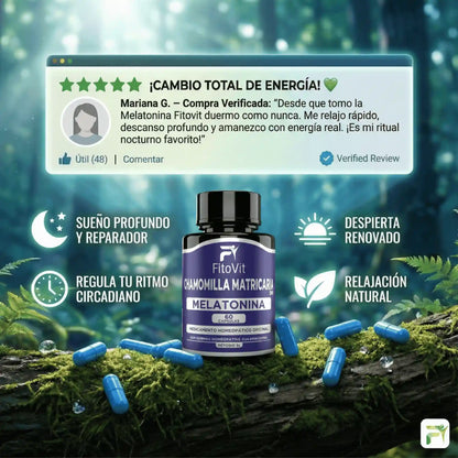 🌙 MELATONINA + CHAMOMILLA MATRICARIA FITOVIT x60 CAP 😴