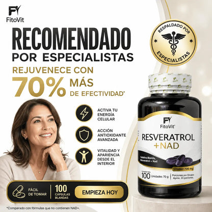 🧬RESVERATROL + NAD FITOVIT X100 UND (SOFTGEL) GELATINA BLANDA✨