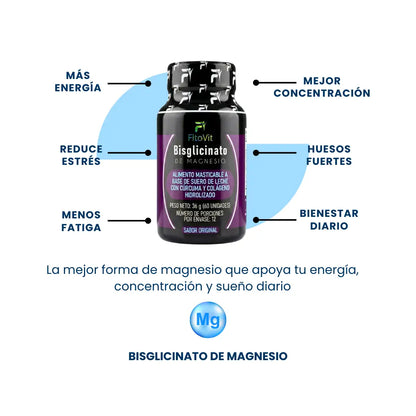 😴BISGLICINATO DE MAGNESIO  X60 UND FITOVIT🙌