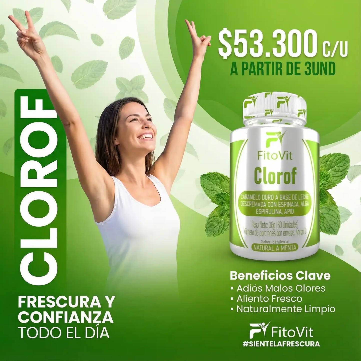 🍃CLOROFILA CARAMELO NATURAL X60 UND🍃