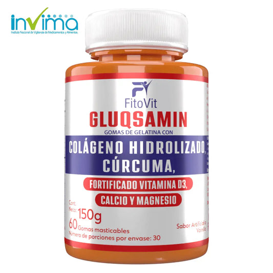 🏃‍♂️GLUQSAMIN + Colágeno Hidrolizado + Cúrcuma Fitovit x60 gomitas🦴