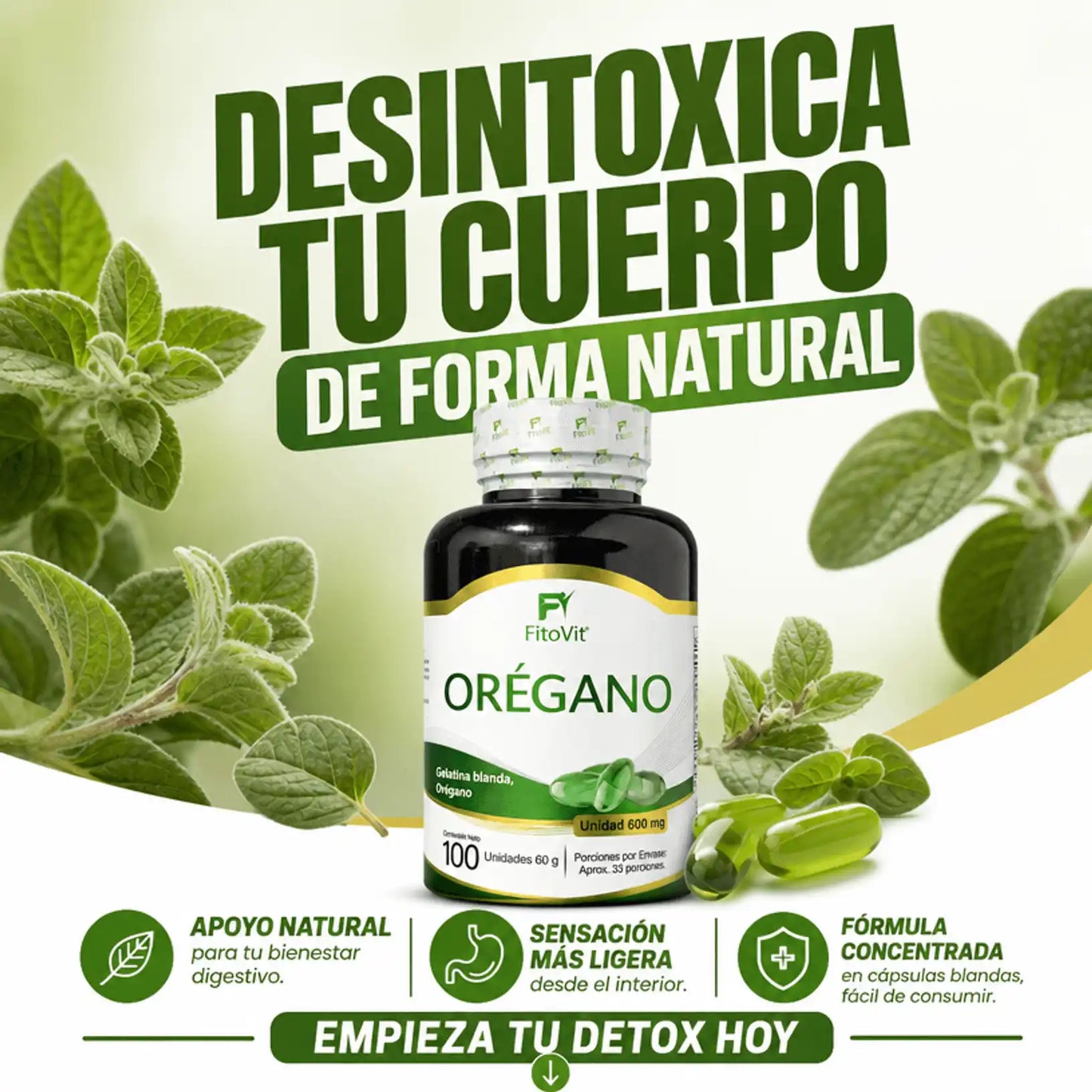 🌿ORÉGANO FITOVIT X100 UND CAPSULA BLANDA🛡️