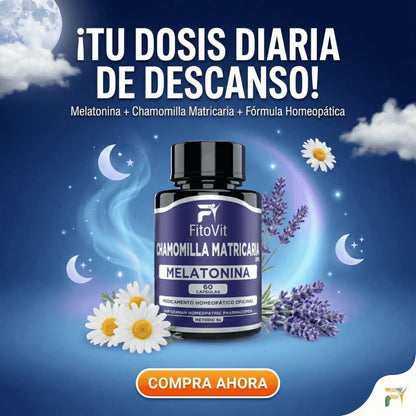 🌙 MELATONINA + CHAMOMILLA MATRICARIA FITOVIT x60 CAP 😴